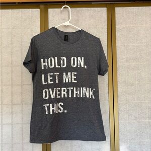 Gildan Gray Short Sleeve Graphic Tee with White Distressed Text